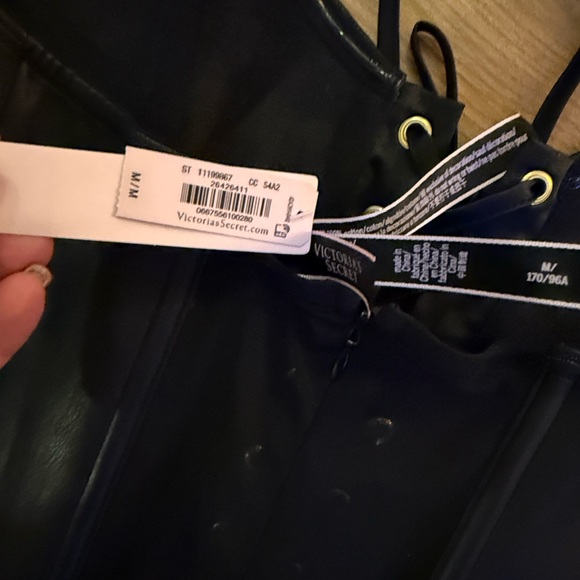 Victoria's Secret black love letters faux leather Black Lace Corset Bodysuit - M - Picture 5 of 11